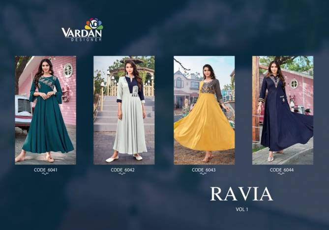 Vardan Ravia 1 New Designer Party Wear Rayon Anarkali Kurti Collection